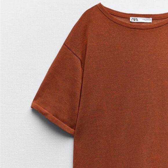 KNIT LINEN BLEND DRESS WITH SLIT - Picture 3 of 9